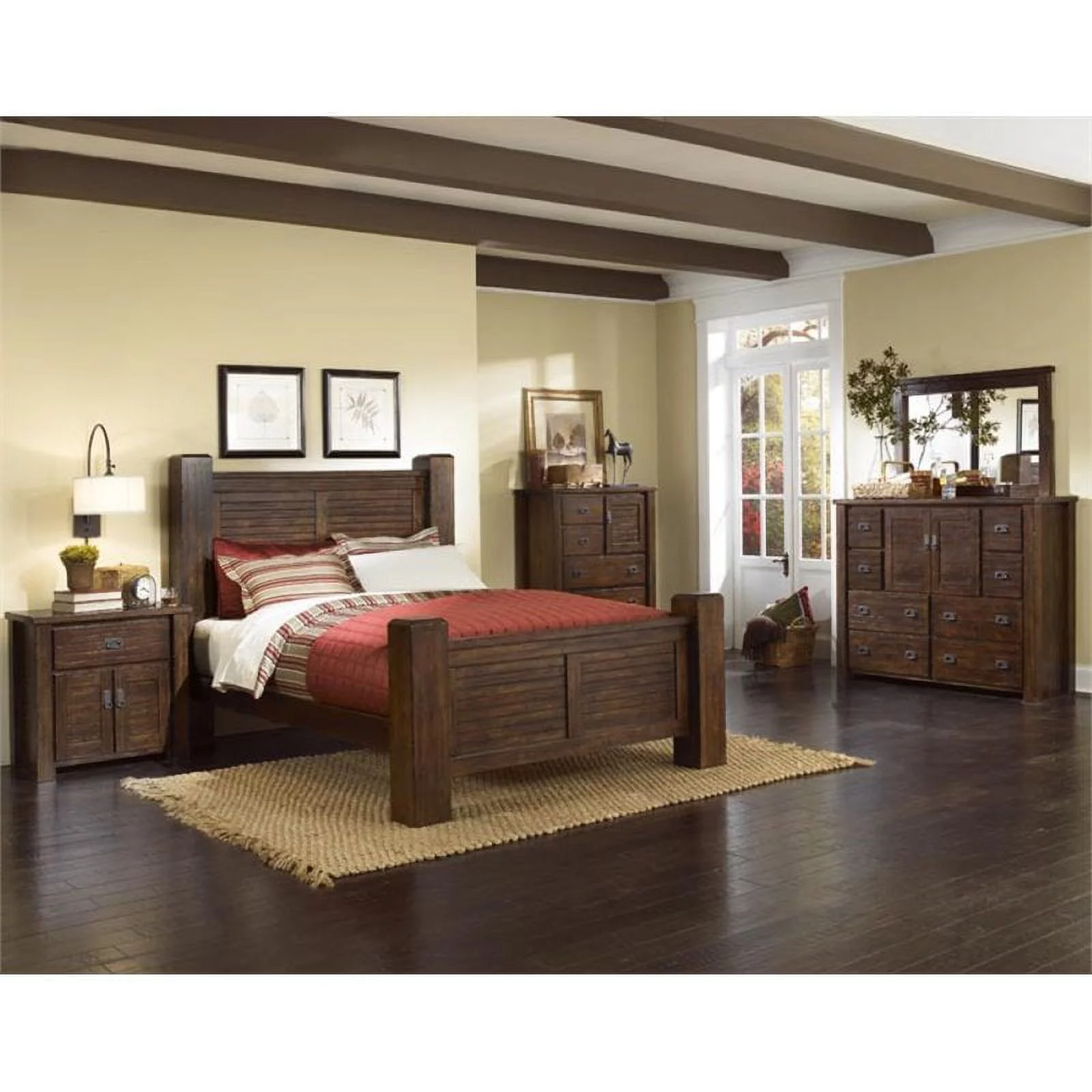 Progressive Trestlewood Queen Poster Bed in Mesquite Pine