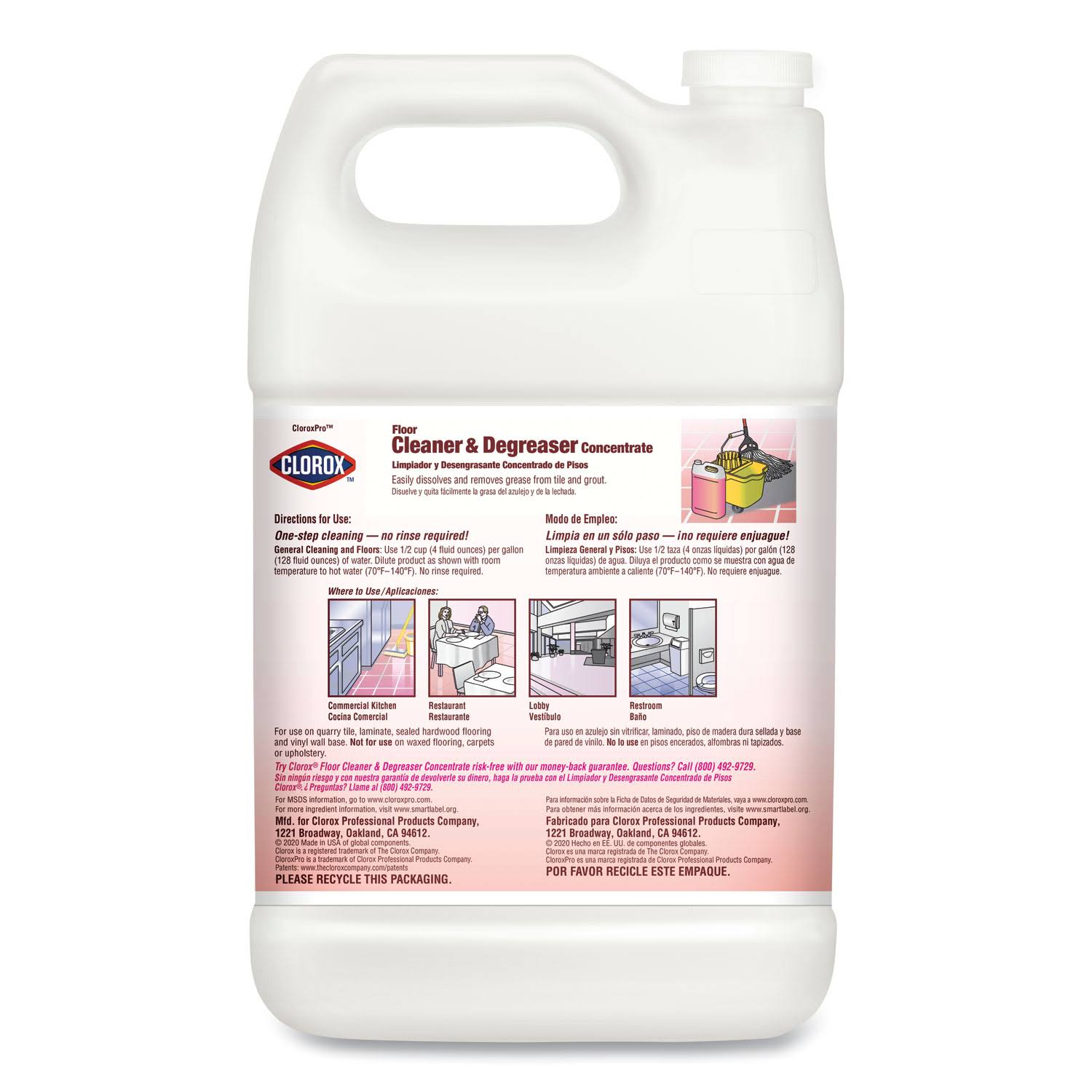 Clorox Professional Floor Cleaner u0026 Degreaser, 1gal Bottle