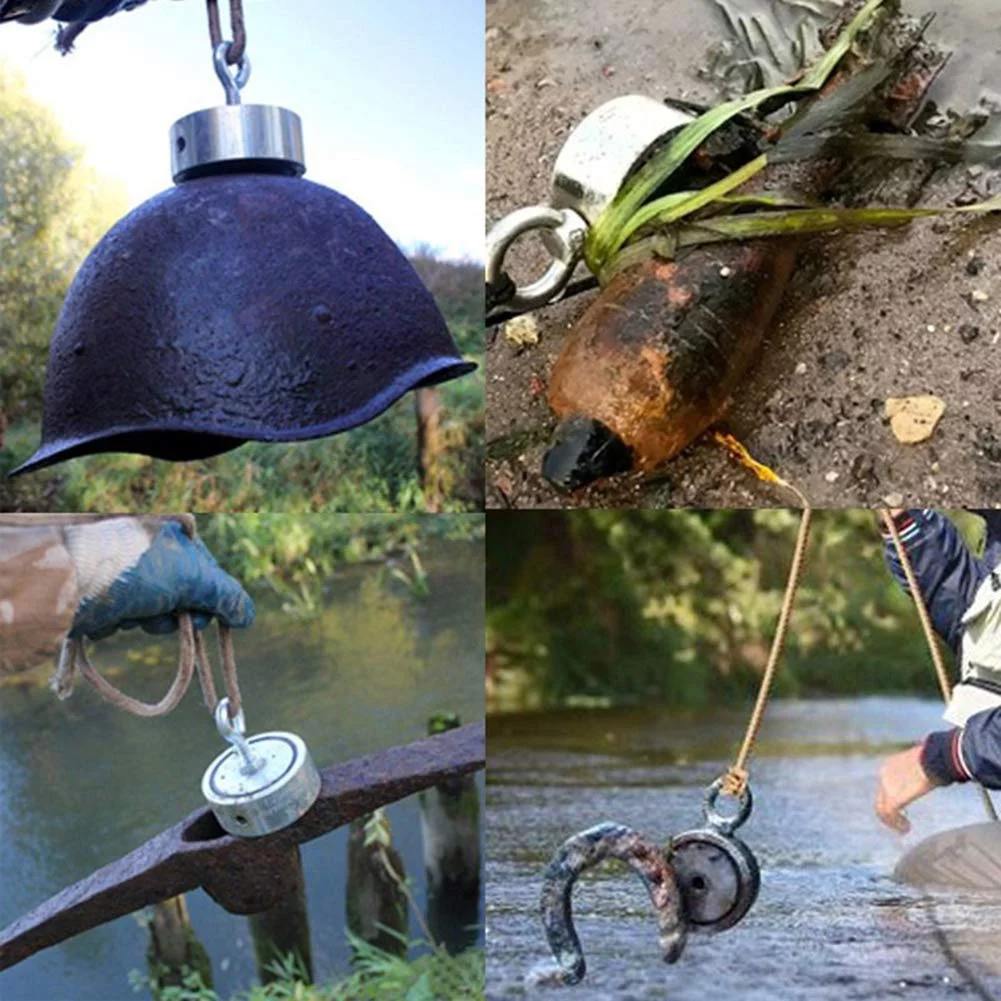 Fishing Magnet Kit 350LBS - 1300LBS Upto 1300 lbs Pull Force Strong Neodymium + Rope + Carabiner (500 LBS) - Curated Treasures Market
