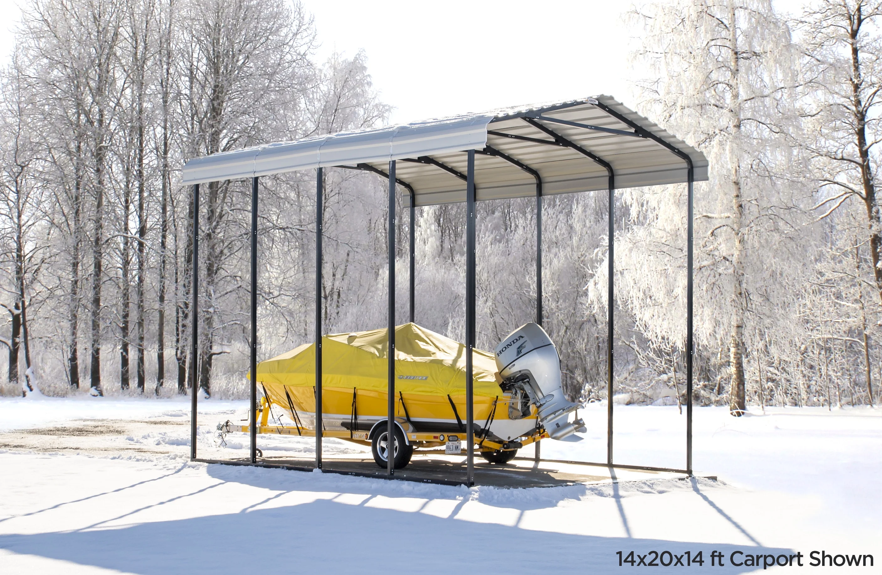 Arrow CPHC143814 14 x 38 x 14 ft. RV Protected Carport, Charcoal