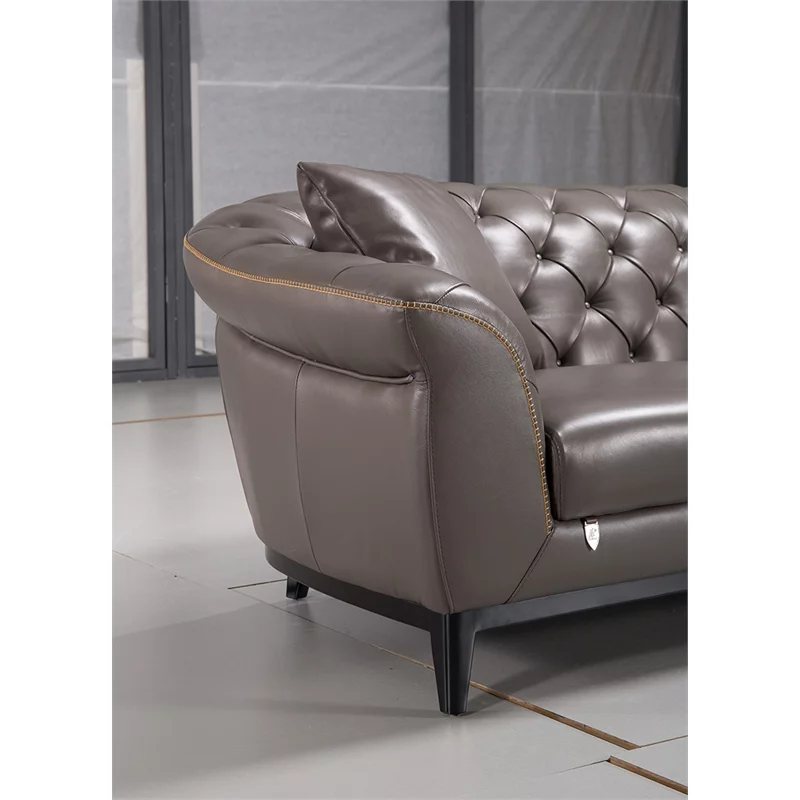 EK093 Taupe (Brown) Color With Full Italian Aniline Leather Sofa