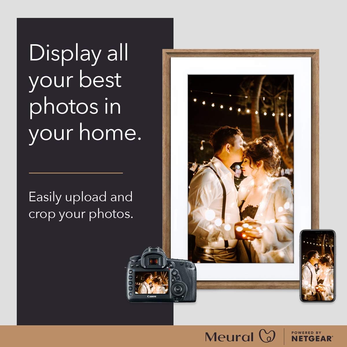 Meural Canvas II – The Smart Art Frame with 21.5 in. HD Digital Canvas That Renders Images and Photography in Lifelike Detail | 16X24 Dark Wood Frame