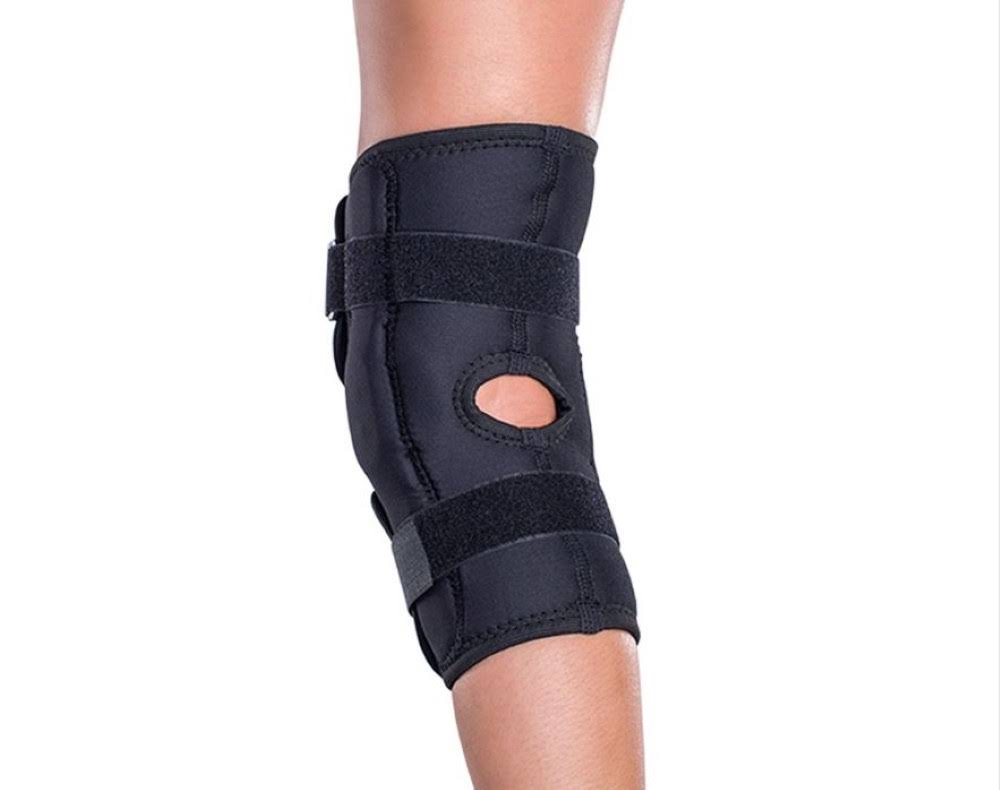 DonJoy Economy Hinged Low Profile Knee Brace Support, Drytex Constructed, Size: Extra Small, Black