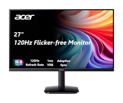 acer KB272 G0bi 27" IPS Full HD (1920 x 1080) Gaming Office Monitor | Adaptive-Sync Support (FreeSync Compatible) | Up to 120Hz Refresh | 1ms (VRB) |