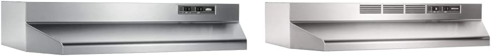 Broan-NuTone 24-inch Under-Cabinet Convertible Range Hood with 2-Speed Exhaust Fan and Light, MAX 210 CFM, Stainless Steel