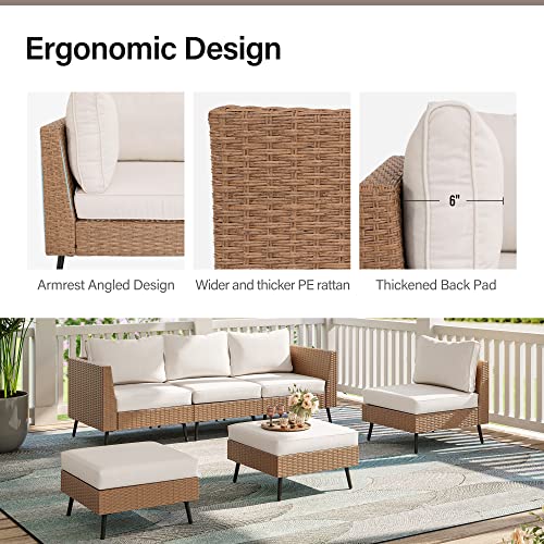 LAUSAINT HOME Outdoor Patio Furniture, 8 Piece Outdoor Sectional Sofa PE Rattan Wicker Patio Conversation Sets