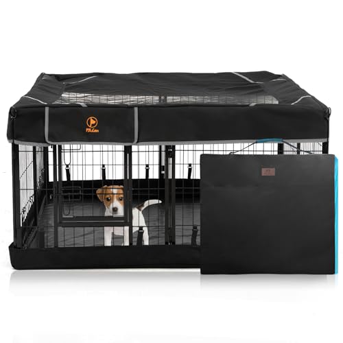 PJYuCien Dog Playpen Plus Storage Bag, 32" H 8 Panels Puppy Pen with Square Bottom, Heavy Duty Dog Fence for Puppies/Small Dogs