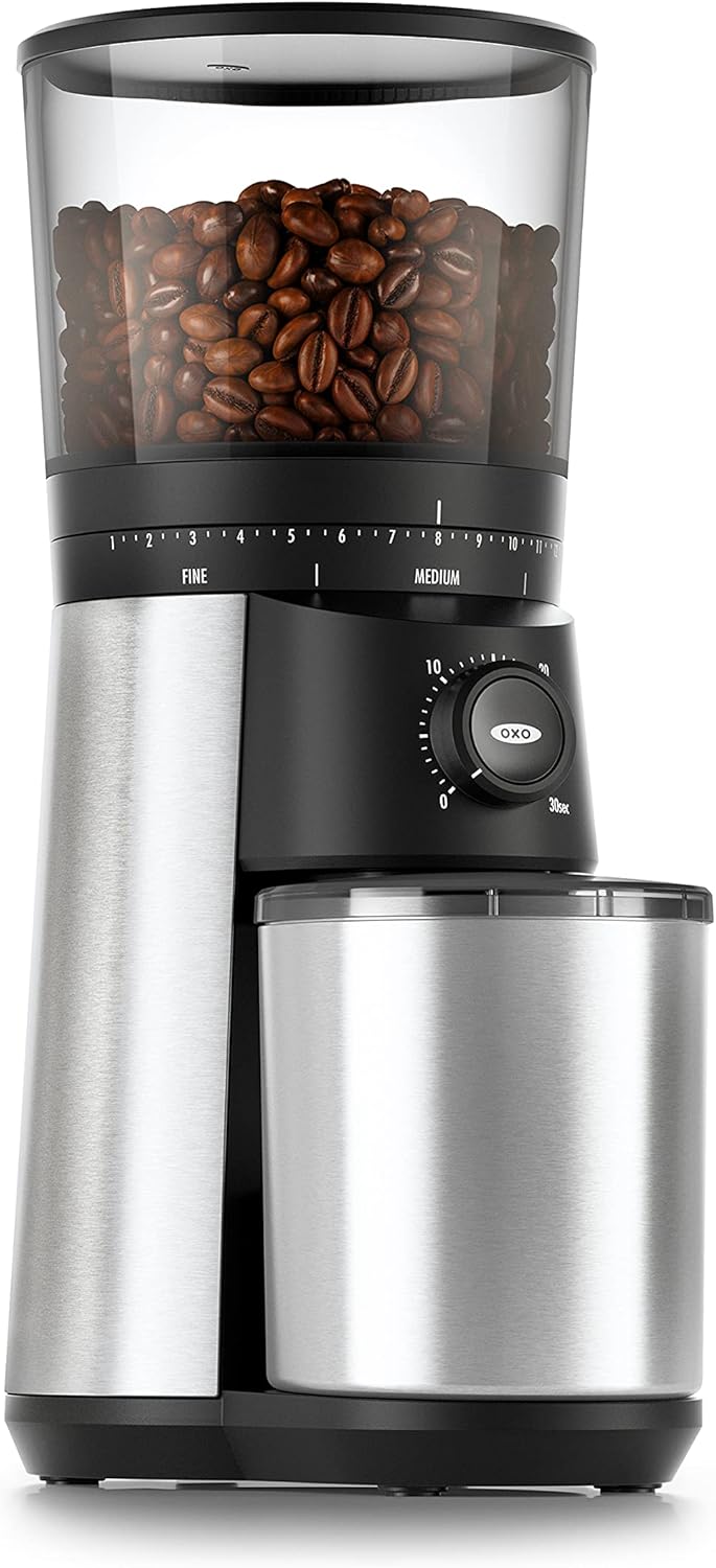 OXO Brew 8 Cup Coffee Maker, Stainless Steel & Brew Conical Burr Coffee Grinder