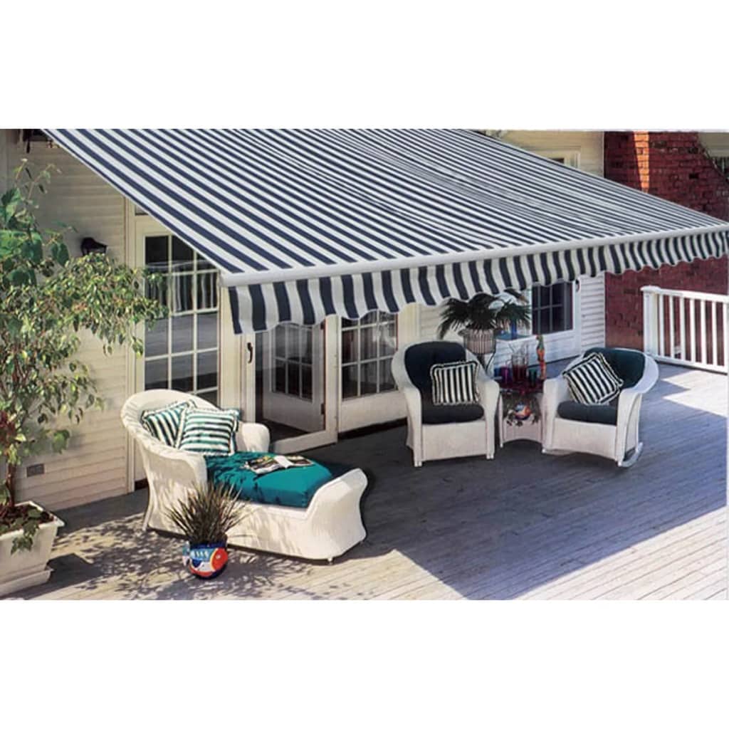Aibecy Folding Awning Manual Operated 118.1" Blue/White