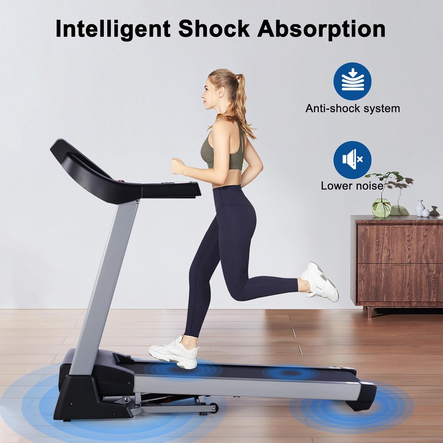 Treadmill with 15% Auto Incline and 350 LBS Capacity, 3.5 HP Folding Electric Treadmill Running Machine with Bluetooth Speaker for Home Use