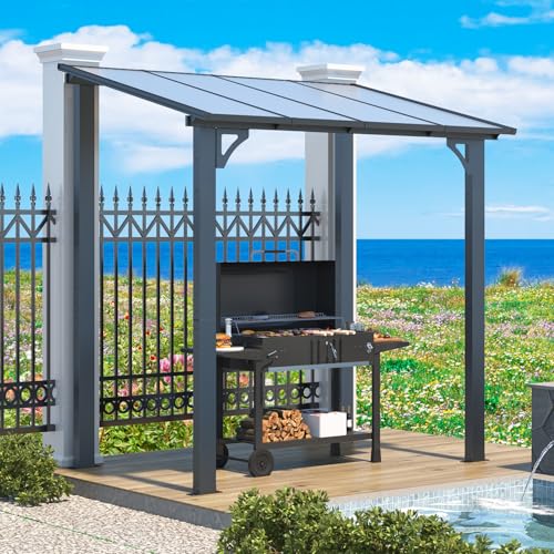 AECOJOY 10&rsquo; x 10&rsquo; Gazebo, Wall Mounted Gazebos Pergola on Clearance, Outdoor Patio Lean to Gazebo Awnings for Deck, Porch