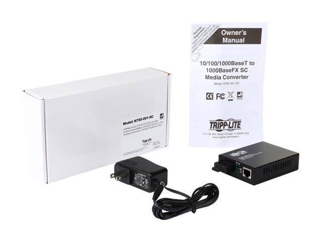 Tripp Lite Fiber Optic 10/100/1000 to 1000BaseLX SC Gigabit Multimode Media Converter 2km 1310nm - RJ-45 to SC Fiber Media Conve
