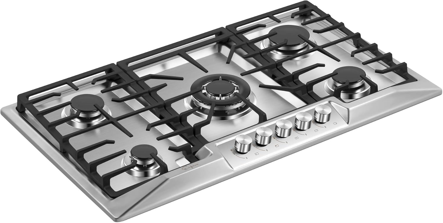 Empava Electric Stove Induction Cooktop Vertical with 2 Burners in Black Vitro Ceramic Smooth Surface Glass 120V, 12 Inch