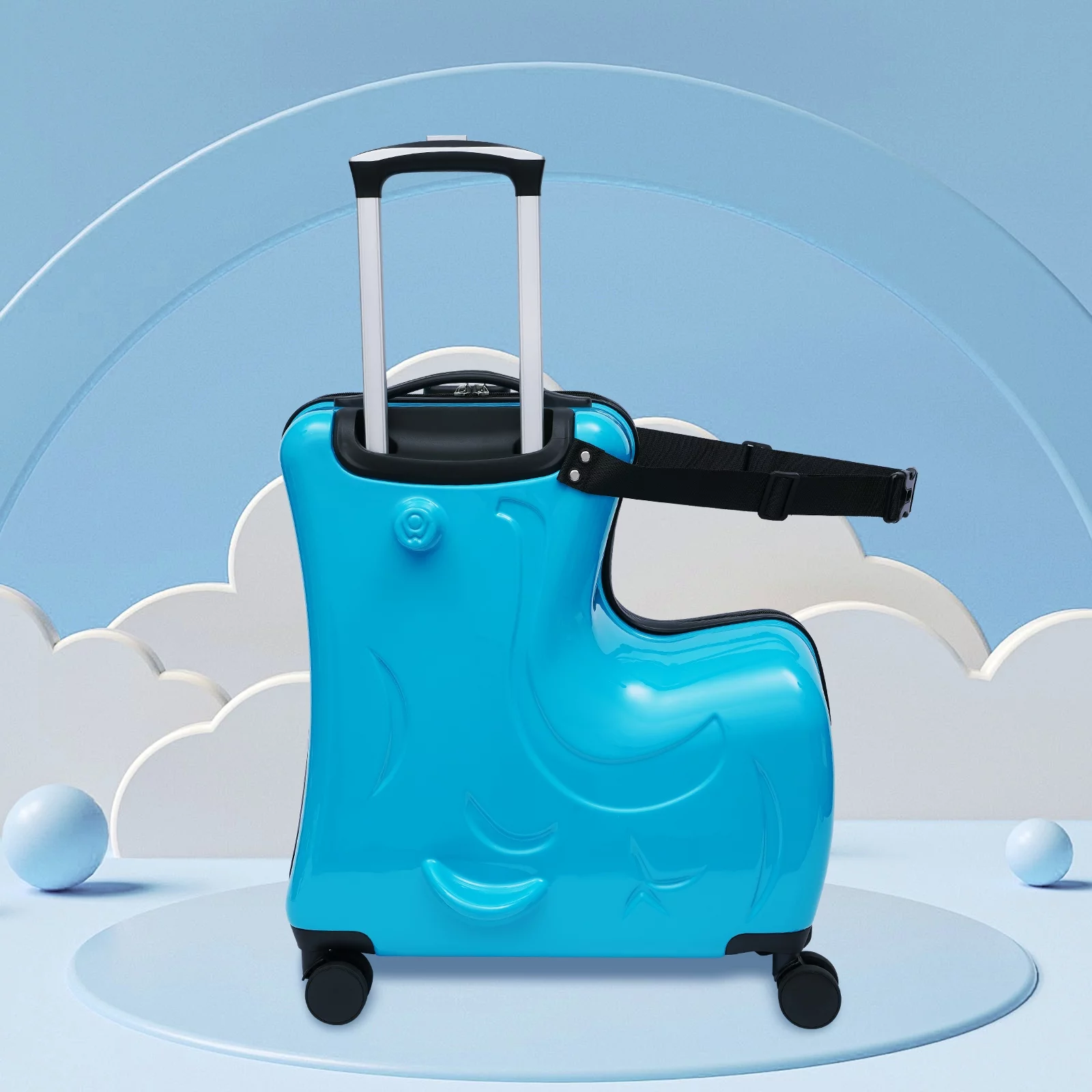 Anqidi 20" Kids Ride On Suitcase Hard Luggage Suitcase Horse-Shape Children Trolley Baggage Travel Case Waterproof with Universal Double-Row Wheels