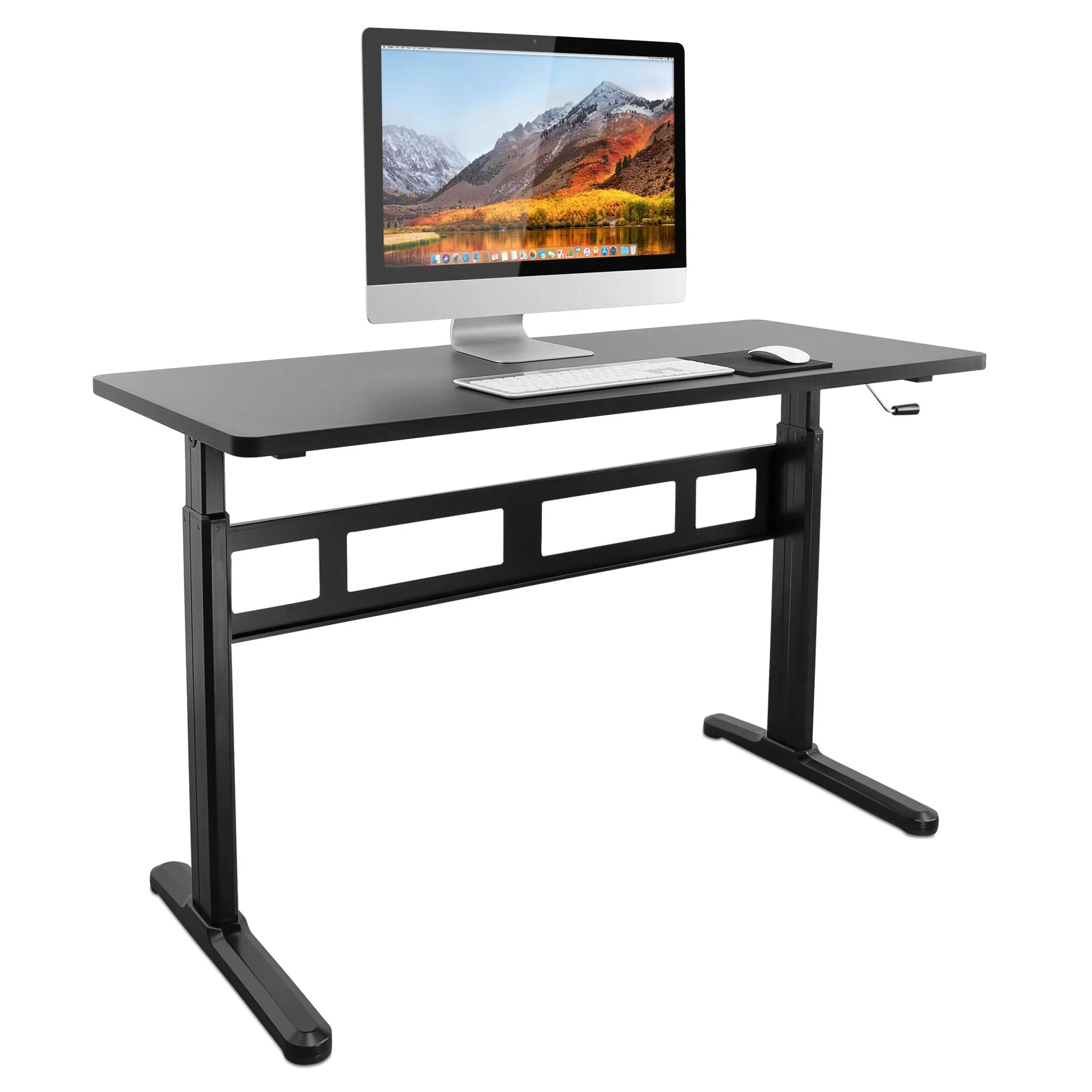 Mount-It! Hand Crank Sit-Stand Desk (Frame and Tabletop Included)