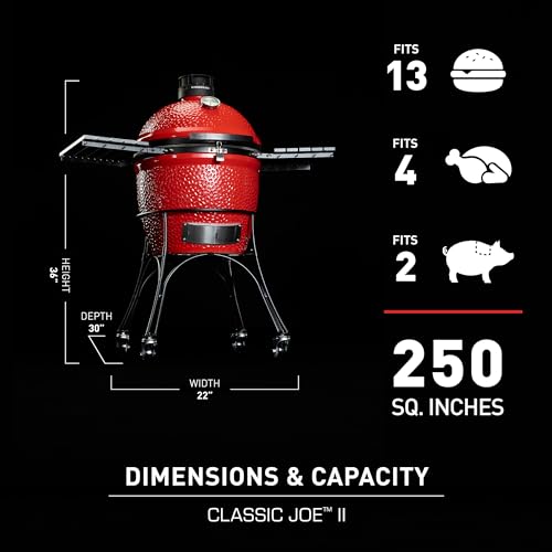 Kamado Joe Classic Joe Series II 18-inch Ceramic Charcoal Grill and Smoker with Cart, Side Shelves