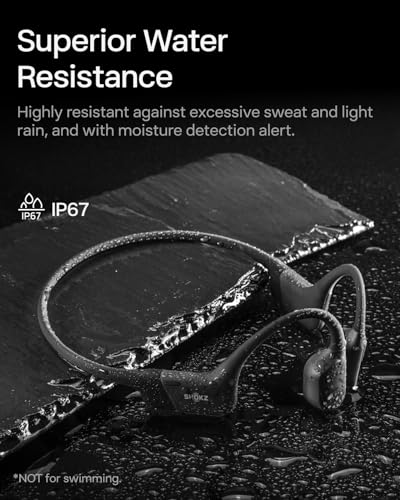 SHOKZ OpenRun - Open-Ear Bluetooth Bone Conduction Sport Headphones, Sweat Resistant Wireless Earphones for Workouts and Running, Built-in Mic