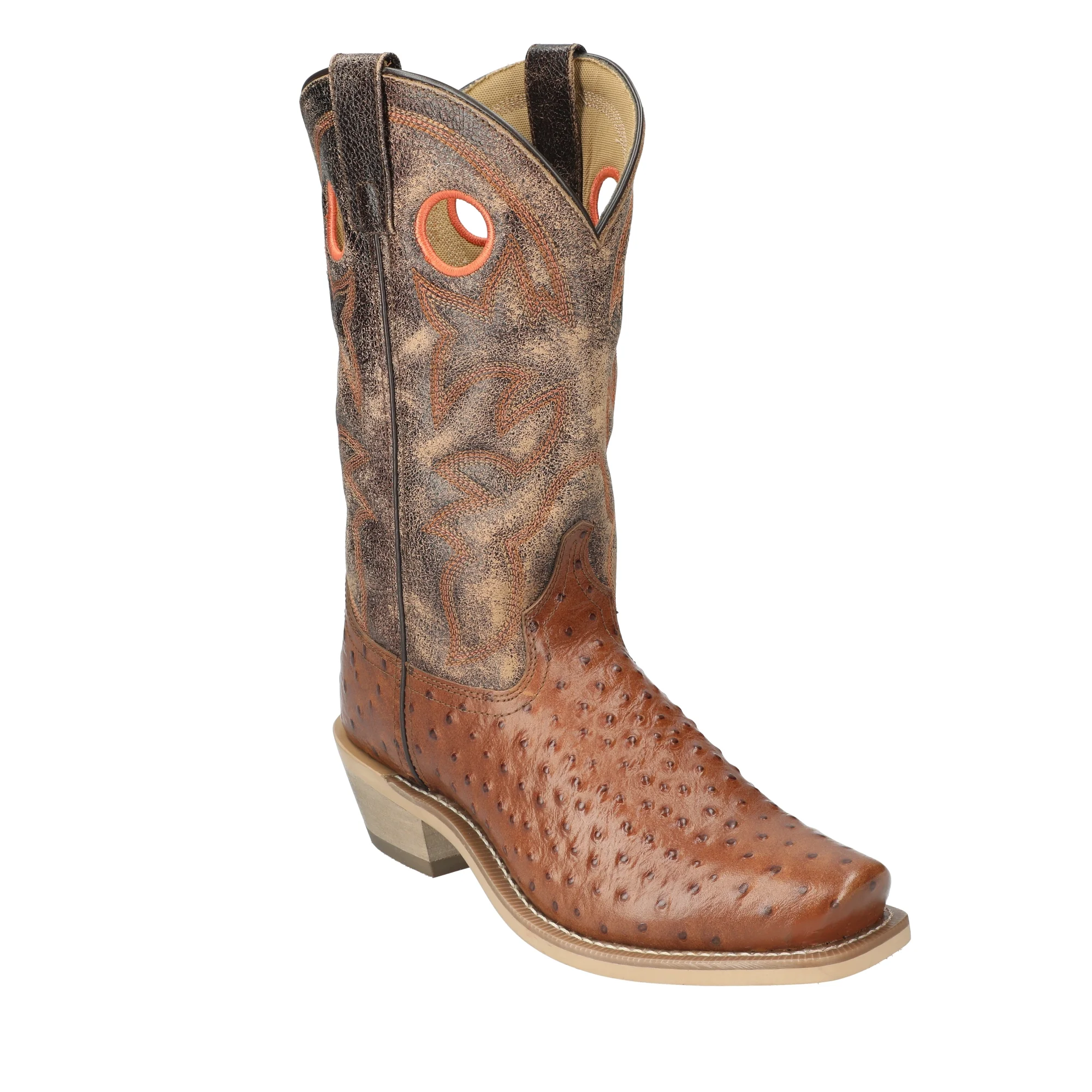 Smoky Mountain Men's Santa Fe Ostrich Print Performance Boot Square Toe Cognac 10 EE  US