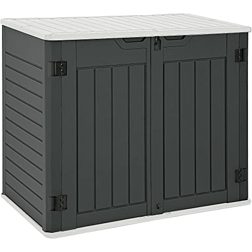 YITAHOME Outdoor Horizontal Storage Sheds w/o Shelf, Weather Resistant Resin Tool Shed, Multi-Opening Door for Storage of Bike, Trash Cans