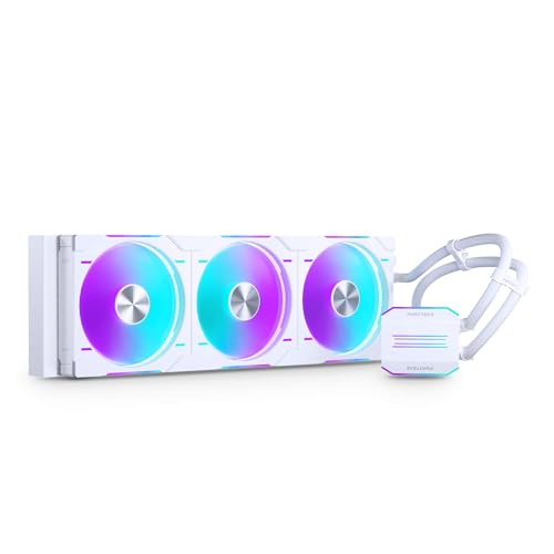 Phanteks Glacier One 420D30 Premium D/A-RGB AIO Liquid CPU Cooler, D/A-RGB Pump Cap Design, 3X D30 140mm PWM D-RGB Fans - Smart Home Appliances
