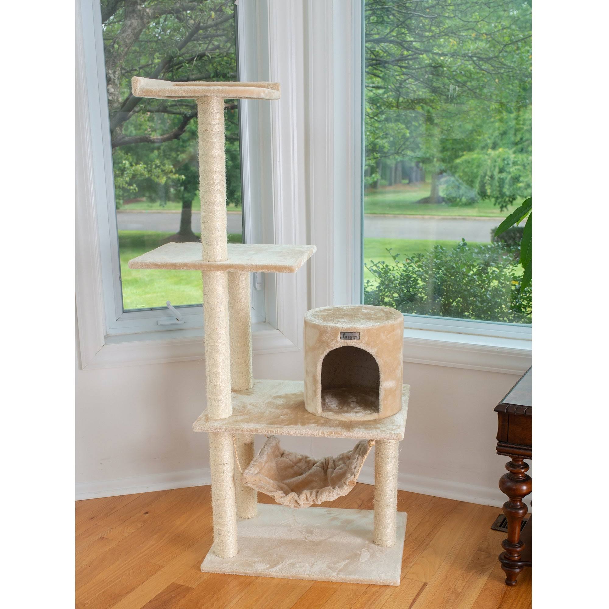 GleePet GP78590222 Cat Tree with Hammock 59-Inch Silver Gray