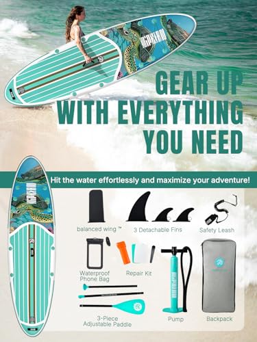 Niphean Inflatable Stand Up Paddle Board with SUP Accessories, Anti-Slip EVA Deck
