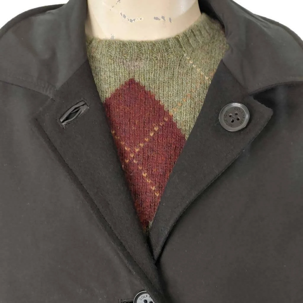 Cole Haan Mens Reversible Wool Car Coat Black S