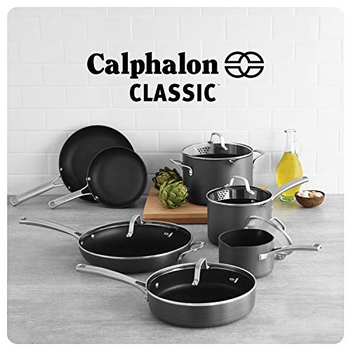 Calphalon Classic Nonstick Hard-Anodized 14-Piece Cookware Set, Grey