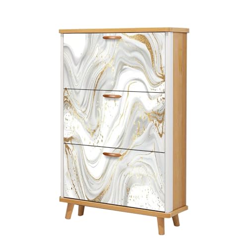 Shoe Cabinet with 3 Flip Drawers Luxury art Eastern style Golden swirl artistic Painter uses vibrant Wooden Shoe Storage Cabinet Boho Freestanding