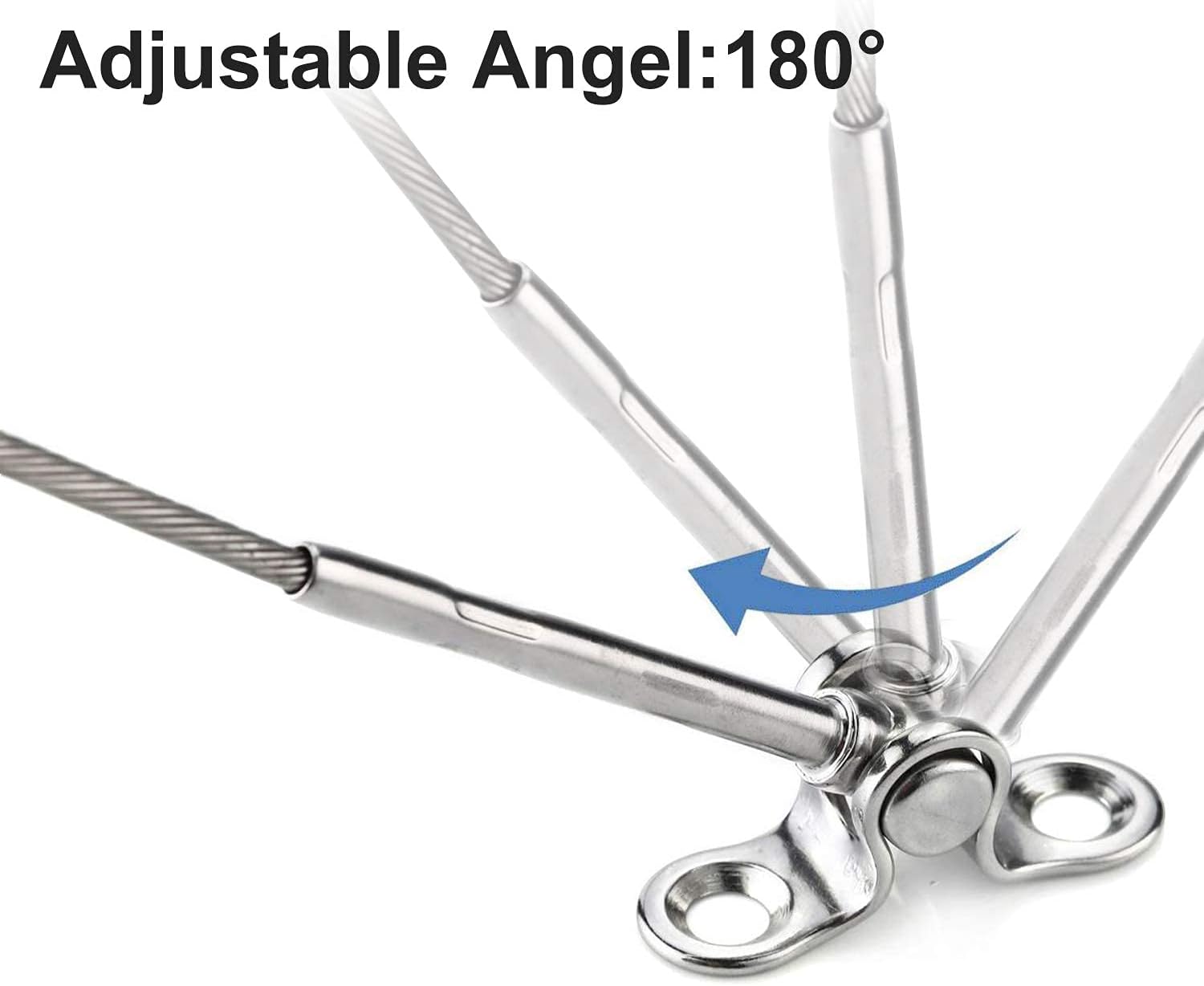 CKE 25 Pack T316 Stainless Steel 180° Adjustable Angle Cable Railing Hardware Kit 1/8 Wire Rope for Wood Post