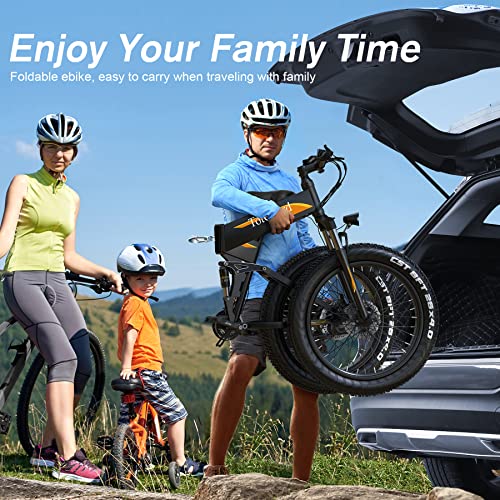 TotGuard Electric Bike,26" x4.0 Fat Tire Electric Bike with 975W Peak Motor,48V 10.4Ah Removable Battery, 21.6MPH Foldable Mountain Ebike
