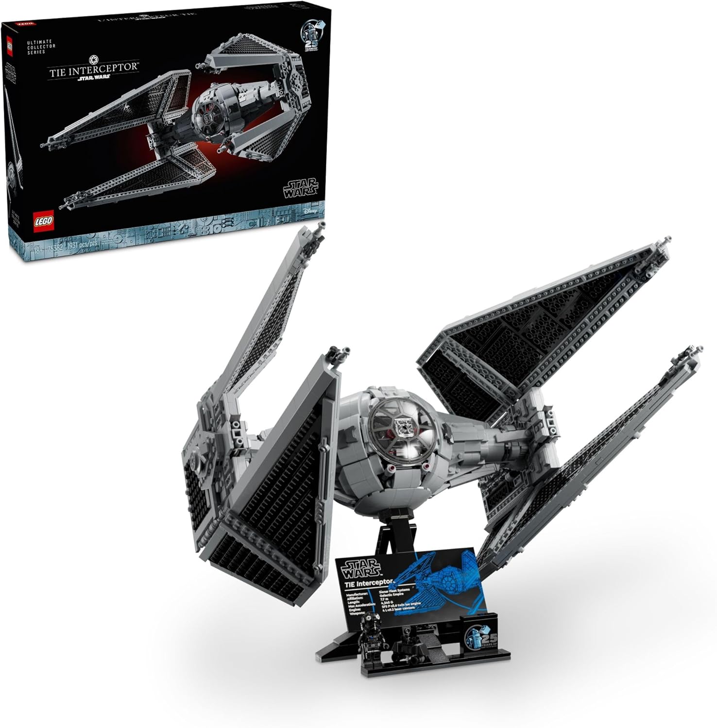 LEGO Star Wars Ultimate Collector Series TIE Interceptor Model Building Set, Star Wars Collectible with TIE Pilot Minifigure