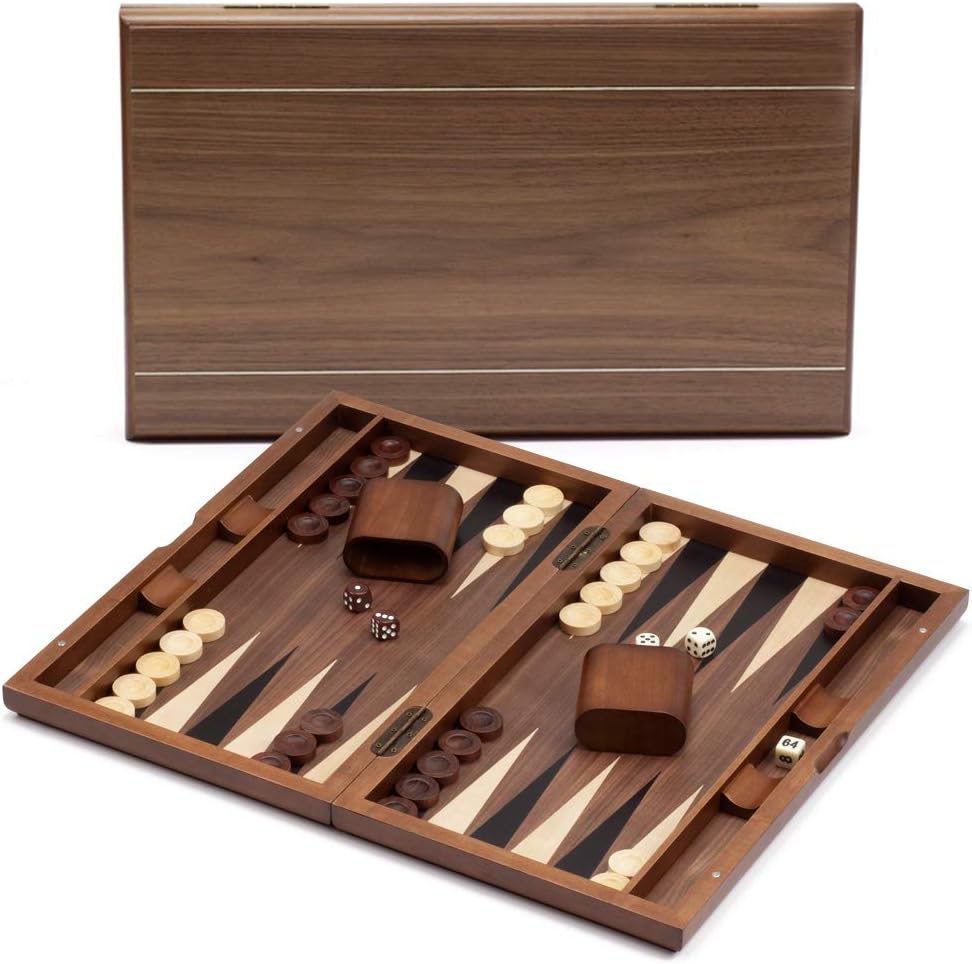 Premium Wooden Inlay Backgammon Board Game Set (Several Styles Available) (Double Stripe - 17 Inches) Pack of 2