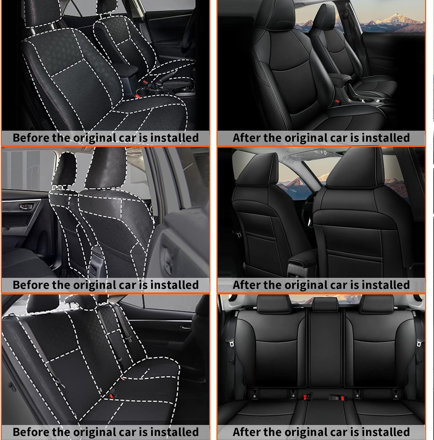 AOMSAZTO Custom Fit for Toyota 2020 2021 2022 Corolla Faux Leather Car Seat Covers Full Set Compatible Airbag Corolla Seat Protector Black (2020 2021