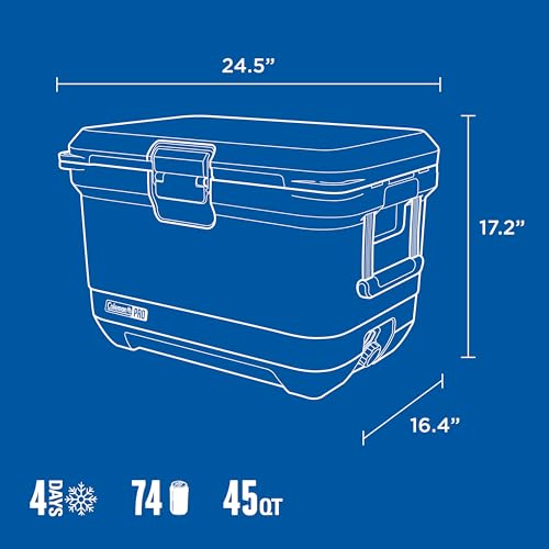 Coleman Pro 55qt Wheeled Ultra-Light Premium Hard Cooler, Extra-Thick Insulation Keeps Ice up to 5 Days, 92-Can Capacity, Heavy-Duty Wheels