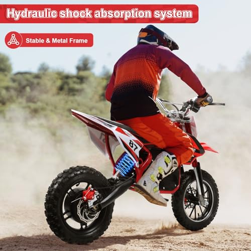 36V 500W Kids Electric Dirt Bike, Electric Dirt Bike for Kids 8-14, High Speed Electric Motorcycle Up to 25KM/H,10 Inches Wheels