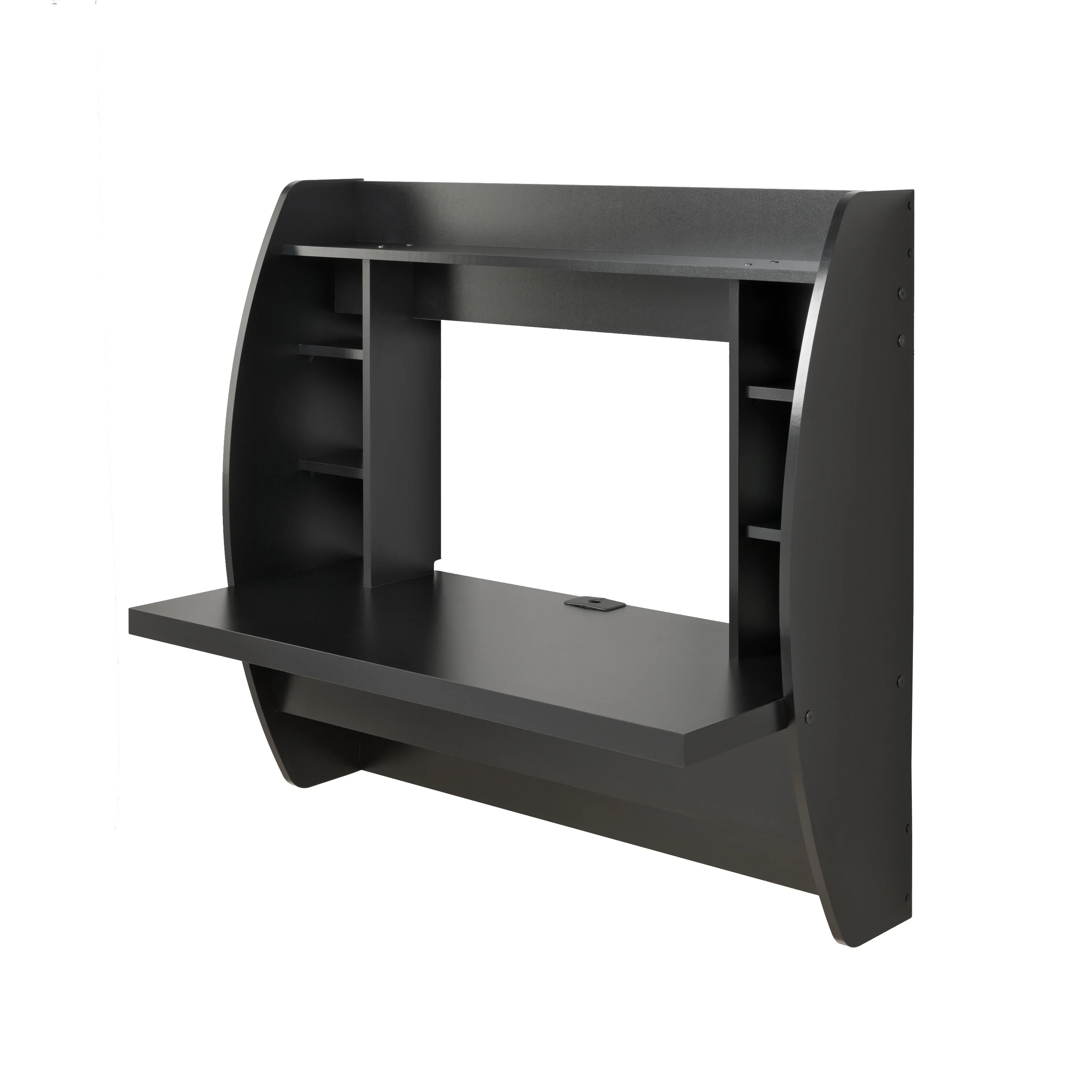 Prepac Floating Desk - Versatile Wall Mounted Desk for Small Spaces, Efficient Computer Desk with Storage, Black Wall Desks, Perfect for Modern Homes