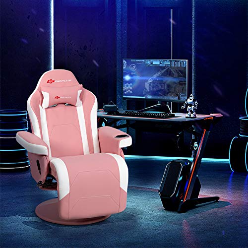 Goplus Massage Gaming Chair, Racing Style Gaming Recliner w/Adjustable Backrest and Footrest