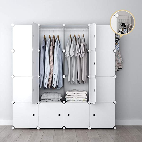 YOZO Cube Storage Organzier Portable Closet Wardrobe Bedroom Dresser (71x14x71 inches) Portable Closet Cube Shelf Armoire Pantry Cabinet, 25 Cubes