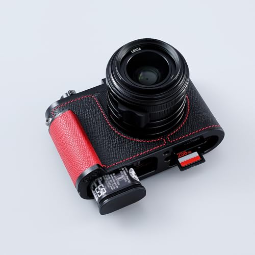 Camera Half Case for Leica Q3,SIUTATDSH Vintage Metal Genuine Leather Camera Protective Cases Stylish Portable Shockproof (BlackC)