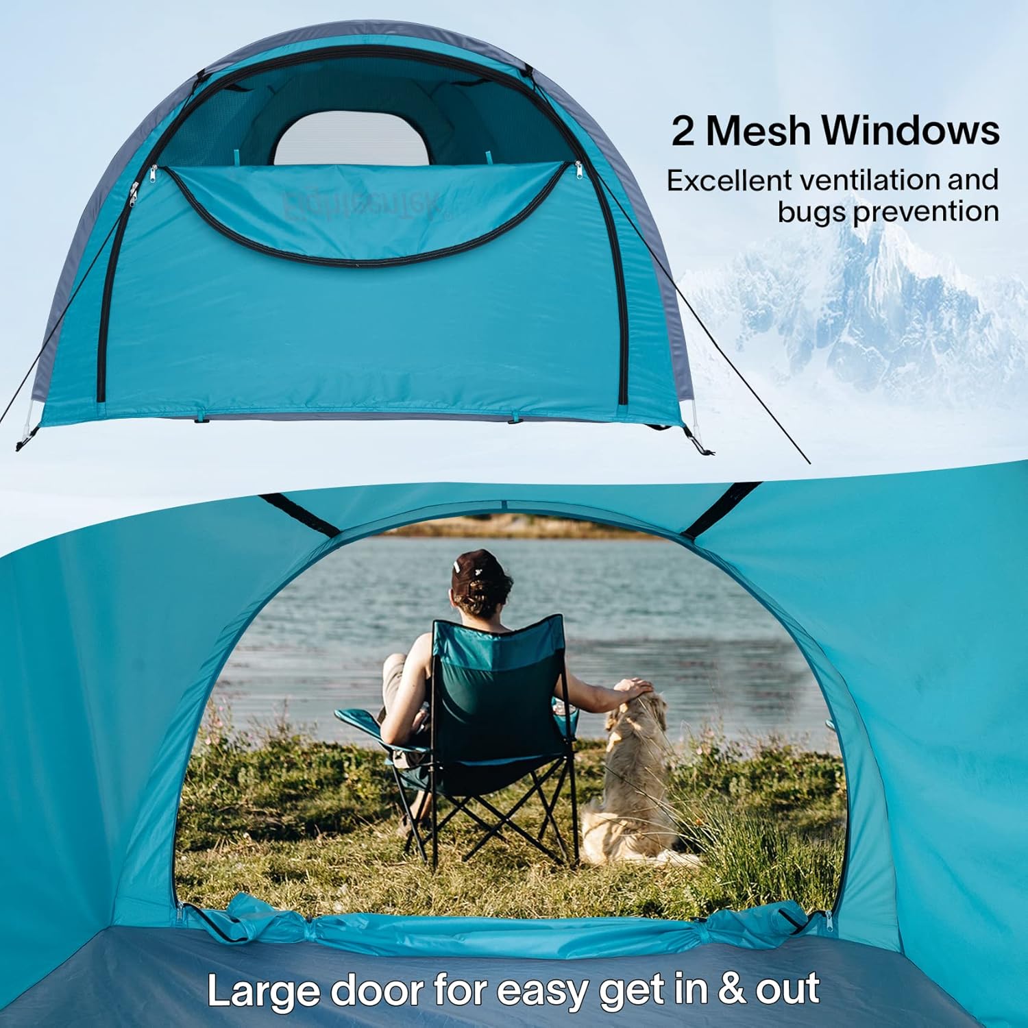 EighteenTek Truck Tent Bed Pickup Camping 2 Person Camper Shell Pop Up Automatic Setup Waterproof PU2000mm Double Layer Rainfly Adjustable 5 5.5 6