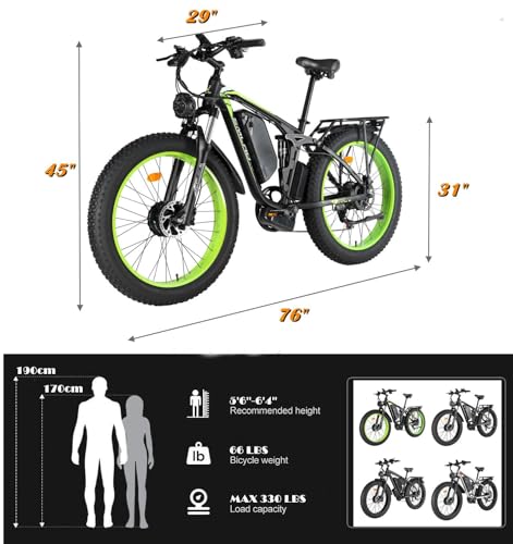 SMLRO Electric Bike V3 for Adults, Dual Motors 2000W 35MPH Electric Mountain Bicycle with 48V 22.4AH Removable Battery
