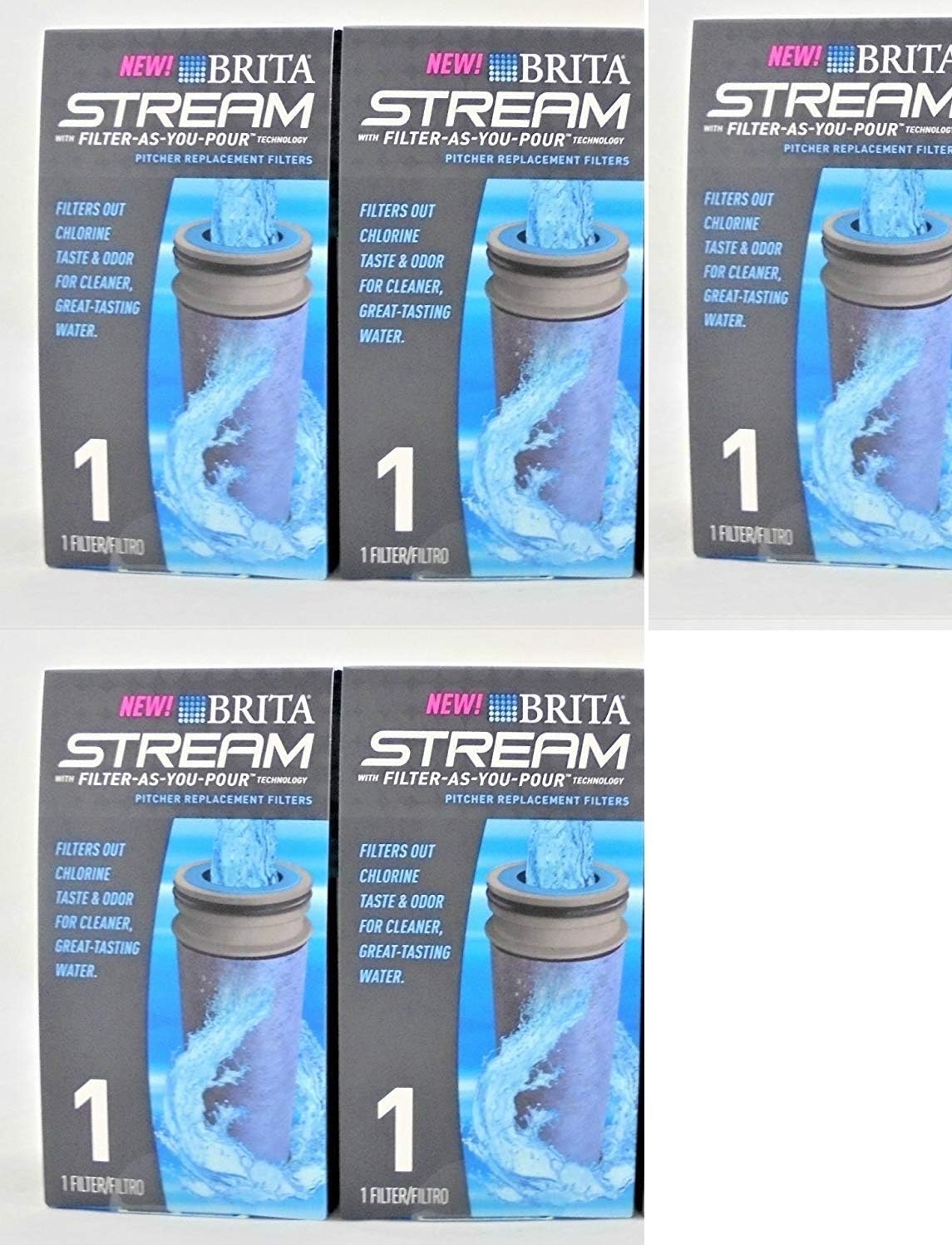 BRITA Stream Pitcher Replacement Filters Carbon Blue Gray 1 Size Fits All Pack of 5 Pack of 2