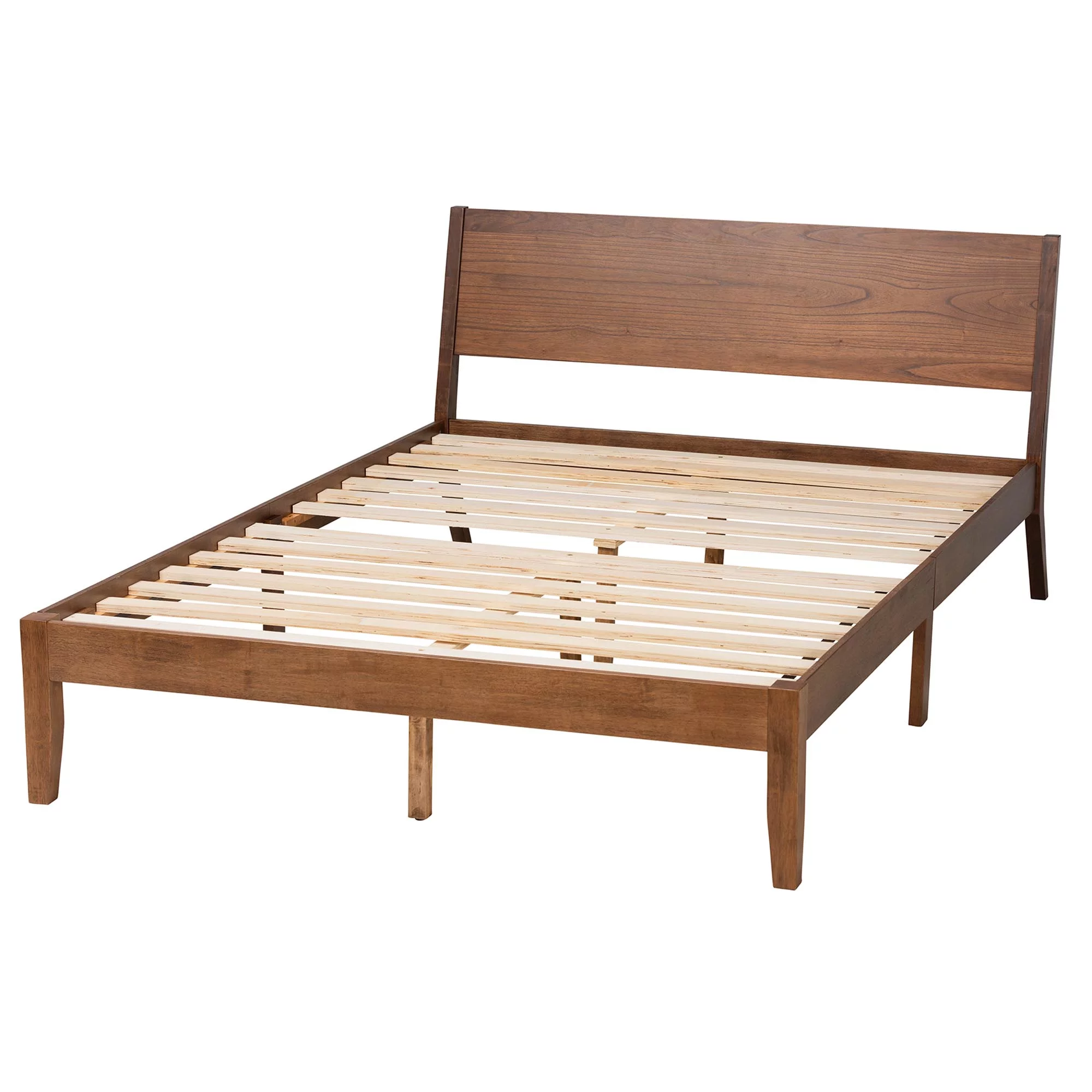 Baxton Studio Salvatore Mid-Century Modern Walnut Brown Finished Wood King Size Platform Bed