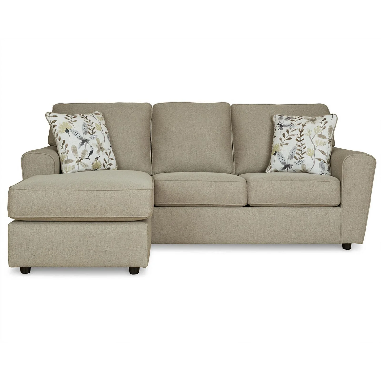 Ashley Furniture Renshaw Fabric & Wood Sofa Chaise in Light Gray