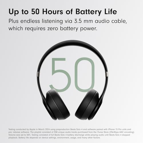 Beats Solo 4 - Wireless Bluetooth On-Ear Headphones, Apple & Android Compatible, Up to 50 Hours of Battery Life - Black & Gold