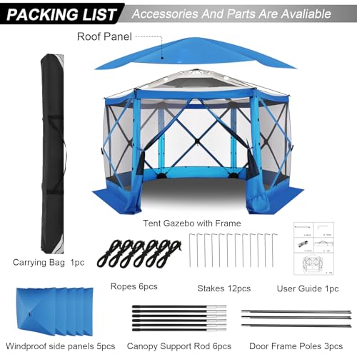 COBIZI 12x12ft Pop up Gazebo Screen Tent Screen House for Camping, Camping Outdoor Screened Gazebo, Canopy Tent