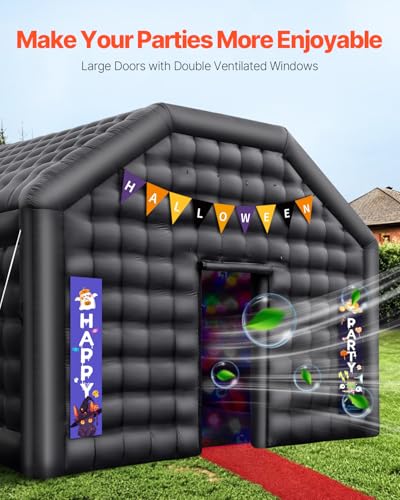 VEVOR Inflatable Nightclub, 26.2 x 19.7 x 13.1 Ft, Blow up Party Tent with Disco Lights & 1100W Blower, Large Inflatable Night Club Tent for Adults