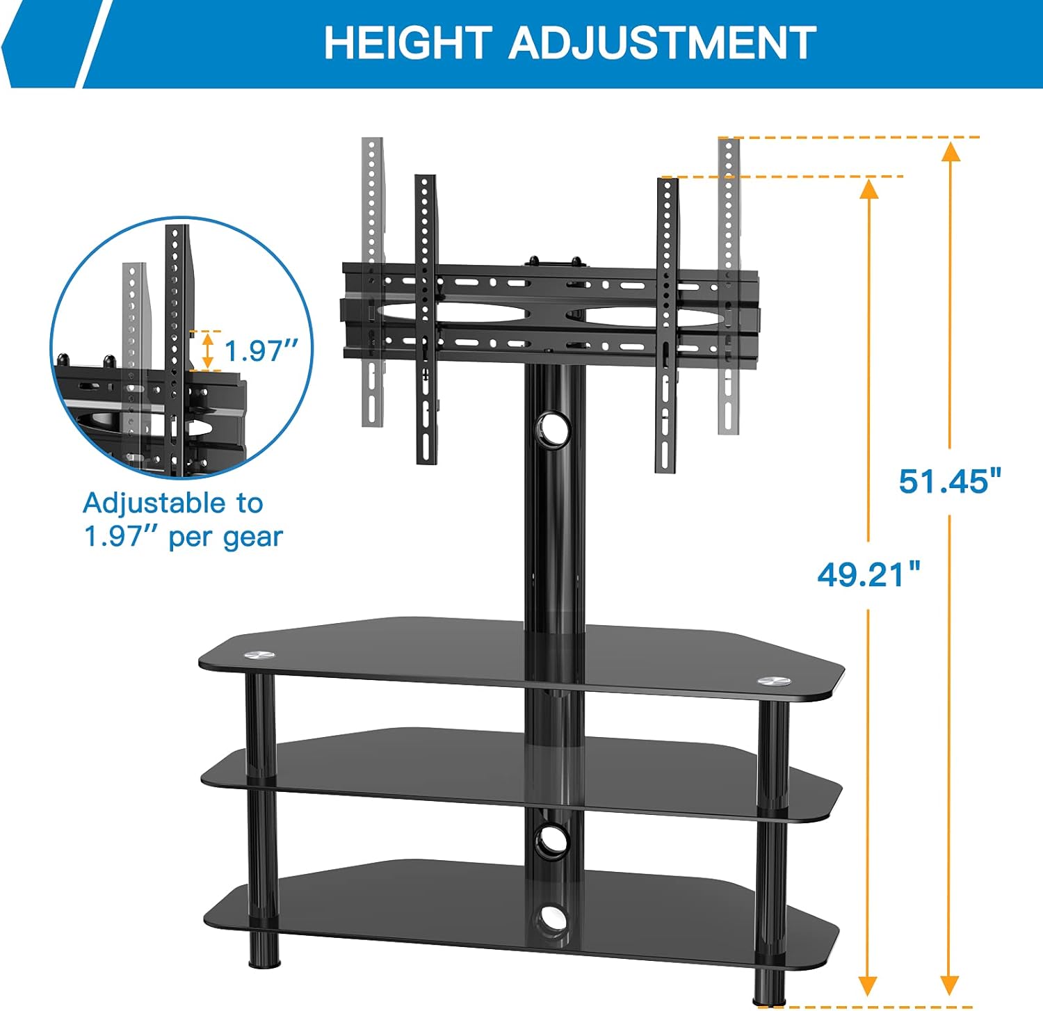 Swivel Floor TV Stand/Base for 32-65 Inch TVs-Universal Corner TV Floor Stand with Storage Perfect for Media-Height Adjustable Entertainment Stand