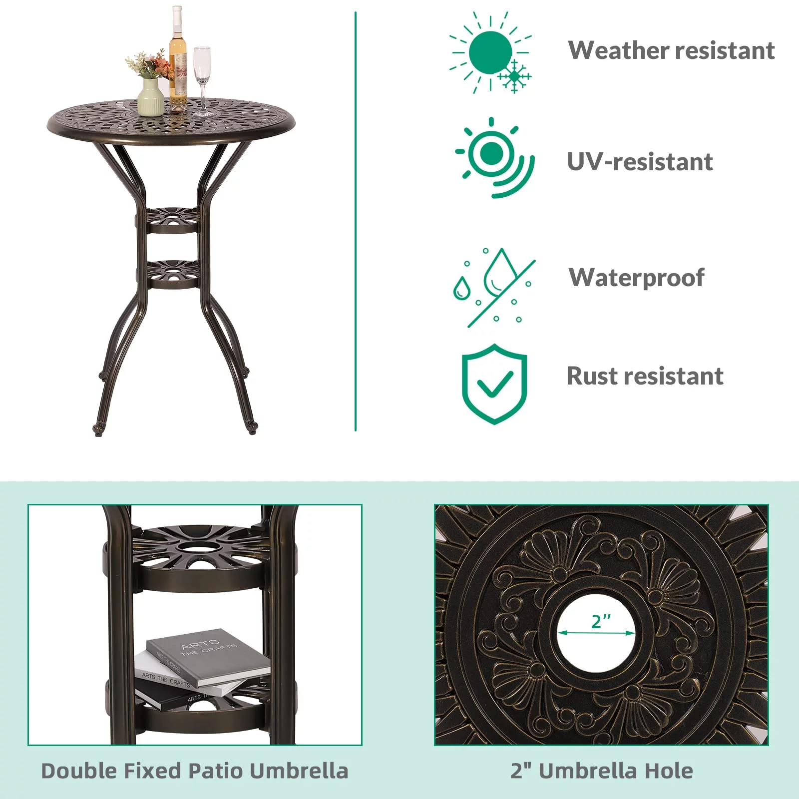 VIVIJASON 3-Piece Patio Swivel Bar Stools Set